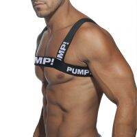 Pump สายรัดหน้าอก ไหล่ เกย์ เสื้อกั๊ก ผ้าไนล่อน แบบยืดหยุ่น เซ็กซี่ สําหรับผู้ชาย เหมาะกับการเล่นกีฬา PU5517