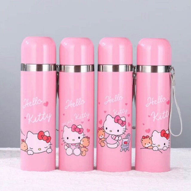 500ml Hello Kitty Thermos Tumbler Vacuum Flask with Cup and Handle ...