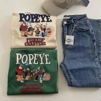 ?พร้อมส่ง ?เสื้อยืดแขนสั้น เสื้อยืดผู้หญิง เสื้อยืดน่ารัก ลายPopeye มี 2 สี