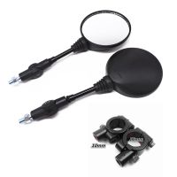 Black Universal Anti-Fall Folding Round Mirror Motorcycle Side Mirrorscooter E-Bike Rear View Mirrors Back Side Mirror 10Mm