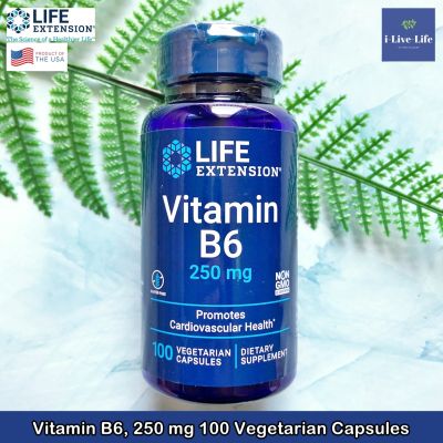 วิตามินบี 6 Vitamin B6, 250 mg 100 Vegetarian Capsules - Life Extension บี6 บี-6 B-6 B6 B 6