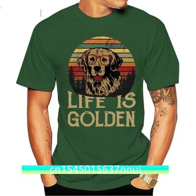 Golden Retriever Life Is Golden Vintage Men T Shirt Black Cotton S