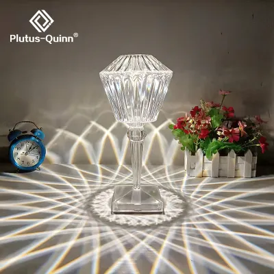 LED Diamond Crystal Projection Night Lamp USB Charging Touch Control Restaurant Bar Decoration Table Light Romantic Night Lights