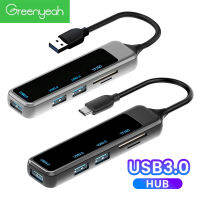 Greenyeah เครื่องอ่านบัตร TF SD OTG 6-In-1 USB 3.0เครื่องอ่านการ์ด Type-C ความเร็วสูง USB 480Mbps อะแดปเตอร์ส่ง USB อะแดปเตอร์แฟลชไดร์ฟด็อกต่อขยาย