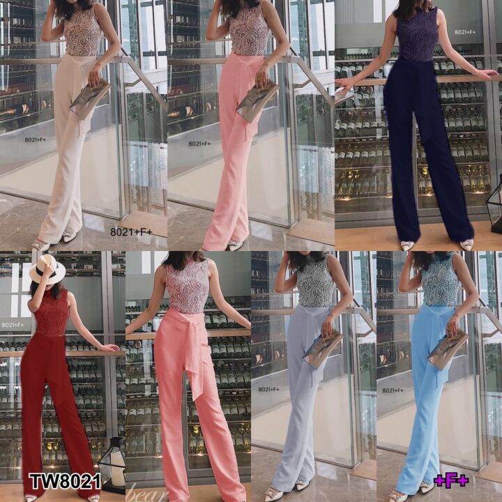 tw8021-จั้มสูทขายาว-สายผูกเอว