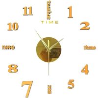 Frameless DIY Wall Clock,Modern 3D Mirror Wall Clock Decor,Roman Numerals Clock Mirror Surface Wall Sticker Clock