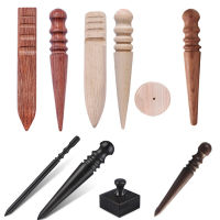 Multi-Size Wood Slicker Leather Solid Wood Round Burnishing Edge for Polished Edge Leather Craft Working Tool