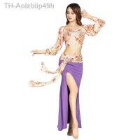 Aolzbiip49h 2023 ใหม่ฤดูใบไม้ผลิ/ฤดูร้อนBelly Danceดอกไม้พิมพ์การฝึกอบรมชุดขนาดใหญ่Slim Danceแสดงเสื้อผ้าชุดเทศกาลผู้หญิง