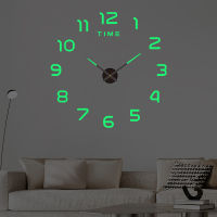 DIY Creative Simple Luminous Digital Clock Punch-Free Wall Sticker Clock Silent Wall Clock Living Office Room Wall Decoration