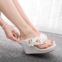 Big yards flowers wedge sandals beach women sandals flip-flops flowers