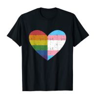 ข้อเสนอพิเศษ เสื้อยืดคอกลม หัวใจกับสายรุ้งและธงข้ามเพศสําหรับ LGBT Pride Month เสื้อยืด LGBTQ ภูมิใจกราฟิกทีท็อปส์ซูเสื้อผ้าผู้หญิงผูS-5XL