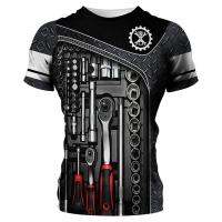 （Can Customizable）Mechanic T-Shirt Mens Mechanical Mens Clothes Tees 3D Print Short Sleeve Tops Summer Male Oversized Streetwear（Adult and Childrens Sizes）