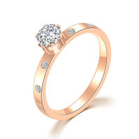 Luxury Titanium Rose Gold Ring 1 Carat Womens Claw Diamond Small Diamond Ring