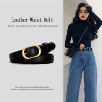 Sabuk Wanita Kulit Ganda Mode Sabuk Pinggang Kulit PU Gesper Logam untuk Wanita Gaun Santai Jeans Ikat Pinggang Liar