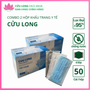 Combo 2 hộp khẩu trang y tế cao cấp 4 lớp kháng khuẩn Cửu Long Face Mask
