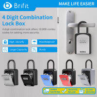 Brifit กล่องเก็บกุญแจล็อค,4 หลักรวมติดผนังล็อคกล่อง,กุญแจปลอดภัยการรักษาความปลอดภัยการจัดเก็บ,5 คีย์ความจุสำหรับบ้านการจัดเก็บกุญแจ Combo ประตู Locker 3.66 นิ้ว