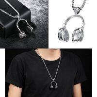 ❀☌ Stainless Steel Headset Pendant Necklace Rock Hip Hop Personality Music Headphone Shape Necklace Unisex