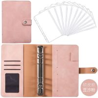 A6 Macaron PU Leather Notebook Binder Refillable with 12 Binder Zipper Pockets Budget Sheet Notebook Cover Planner Storage Book