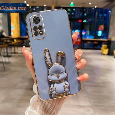 Andyh New Design For Xiaomi Redmi Note 11S Note11 4G Case Luxury 3D Stereo Stand Bracket Smile Rabbit Electroplating Smooth Phone Case Fashion Cute Soft Case