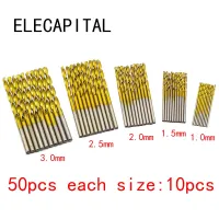 50Pcs/Set Twist Drill Bit Set Saw Set HSS High Steel Titanium Coated Drill Woodworking Wood Tool 1/1.5/2/2.5/3mm For Metal Drills  Drivers