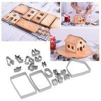 18 ชิ้น/เซ็ตเครื่องตัดคุกกี้สแตนเลสบิสกิตแม่พิมพ์ Gingerbread House Mould DIY Baking Tool