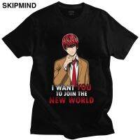 Funny Death Note T Shirt Men Crewneck Short Sleeve Light Yagami T shirt Manga Anime Fans Casual Tee Cotton Regular Fit Tops Gift XS-6XL