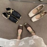 Vintage Mary Jane Single Shoes 2023 fall new ballet shoes with skirt flats small leather shoes