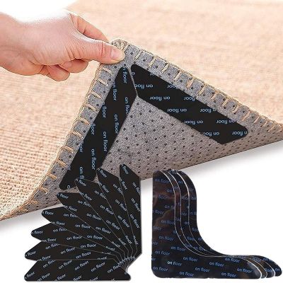 【cw】 8Pcs Anti-Skid Rug Non Grip Washable Removable Adhesive floor rug gripper Stopper Tape Sticker ！