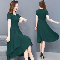 Short Sleeve Dress 2021 New Slim Slim Fashion Lace-up Temperament A-line Skirt