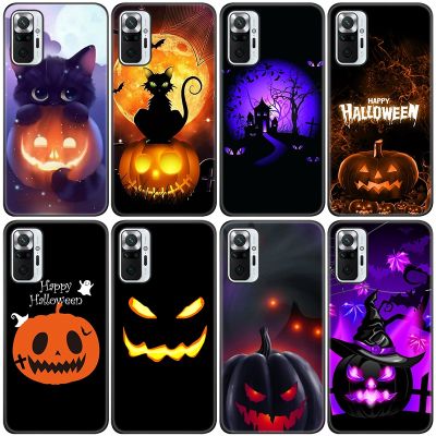 Halloween happy Holiday Cat pumpkin Phone Case For Xiaomi Redmi Note 11 10 9 8 Pro 11T 10T 10S 9S 8T 9 9A 9C 9T Black Soft Cover