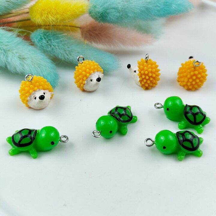 10pcs-cute-animal-turtle-hedgehog-resin-charms-for-jewelry-making-earring-necklace-keychain-diy-handmade-accessories-pendants-diy-accessories-and-othe