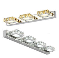 CHUSUKRU Square Crystal Mirror Lamp 16324662cm Long ChampagneWhite LED Wall Light IC Driver 110220v Bathroom Lamp