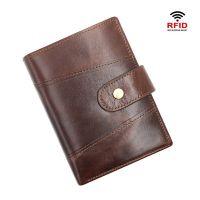 ZZOOI Retro Mens Wallet Short Cowhide RFID Anti Theft Genuine Leather Wallet Business Card Holder Money Bag Purse Man