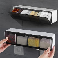 2021Kitchen Wall Mount Spice Organizer Rack Salt and Pepper Shakers Spice Jars Seasoning Container With Spoons Spice Organizer Tool