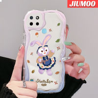 เคส JIUMOO สำหรับ Realme C21Y เคส C25Y การ์ตูนกระต่ายสีม่วงมีสีสันน่ารักเนื้อครีมนุ่มเคสมือถือกันกระแทกแบบใสที่สร้างสรรค์ปลอกป้องกันซิลิโคนที่คลุมโปร่งใสลายกล้องถ่ายรูป