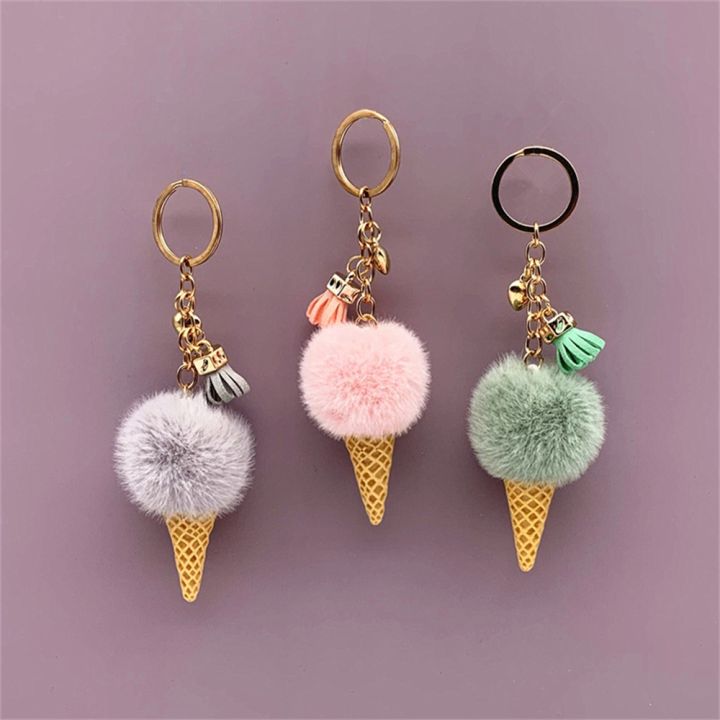 cute-plush-ice-cream-keychain-with-tassel-backpack-charm-decoration-fluffy-pom-pom-keyring-for-women-girls-or-kids-xmas-gifts