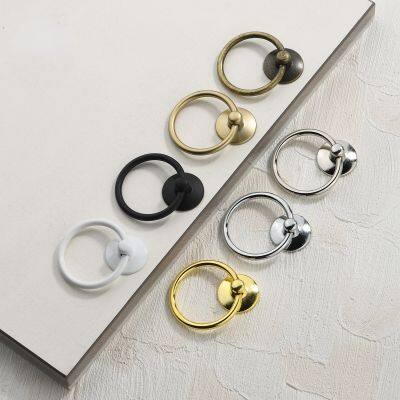 【LZ】▨♞  1PCS Vintage Round Ring Furniture Door Pull Handle Alloy Cabinet Dresser Drawer Knobs Handle Cupboard for Jewelry Box Door Ring