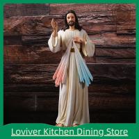 รูปปั้นตัวละครรูปปั้นยืน Loviver Jesus รูปจำลองทางศาสนารูปแกะสลักสำหรับสะสมสำหรับห้องนั่งเล่นคริสต์มาสคาทอลิกกลางแจ้ง