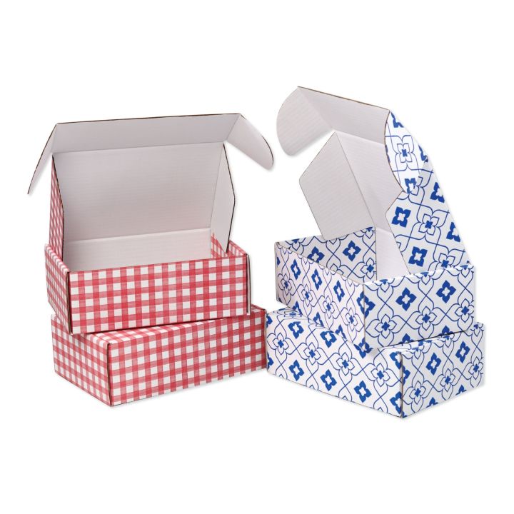 กล่องลายสก็อต-กล่องพิมพ์ลาย-กล่องลายไทย-กล่องไดคัท-กล่องหูช้าง-พิมพ์ลาย-size-bข-20-ใบ