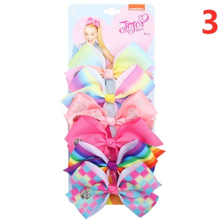 6pcsset-jojo-bows-jojo-siwa-printed-ribbon-hair-bows-hairgrips-boutique-handmade-knot-hair-clip-hair-accessories