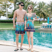 Matching Couple Swimsuit Men Swimming Shorts Women Swimsuit Summer Beach Swiming Dress Swimwear