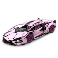 2023 เข้ากันได้กับเลโก้สีชมพู Lamborghini รีโมทคอนลรถสปอร์ตชุดกลไกของเล่นเพื่อการศึกษาสำหรับเด็กของเล่นสร้างของขวัญ