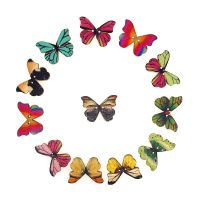 30PCs Wooden Sewing Buttons Scrapbooking Butterfly Mixed Two Holes Pattern 28x20mm Costura Botones bottoni botoes Haberdashery