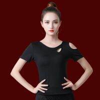 hot【DT】 New 2020 Latin Top Dancers Half-sleeve Cutout Costume Ballroom Flamengo Practice Performance Wear