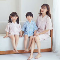 Japanese Style Chidlren Girls Sleepwear Jinbei Sauna Wear Bathing Clothing Set Cotton Comfortable Yukata Pajamas for Kids Boys