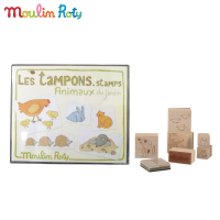 Moulin Roty ชุดตัวปั้มยาง Stamper ลายสัตว์+ถาดหมึก MR-712292