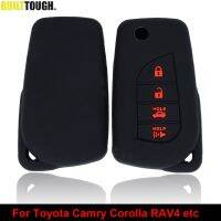 fgjfykjd Silicone 4 Button Car Remote Key Shell Case Cover Fob Skin Holder For Toyota Tacoma Camry Corolla Highlander RAV4 Sequoia