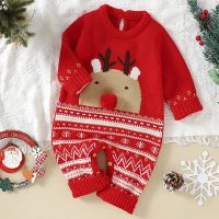 New Christmas Knitted Baby Boy Romper Christmas Elk Girl Clothes Printed One-Piece Xmas Rompers Newborn Jumpsuit Infant Outfits