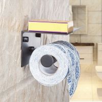 ♈✤ 2X Toilet Paper Holder With Shelf Wall Mounted Mobile Phone Paper Towel Holder Decorative Bathroom Roll Paper Holder