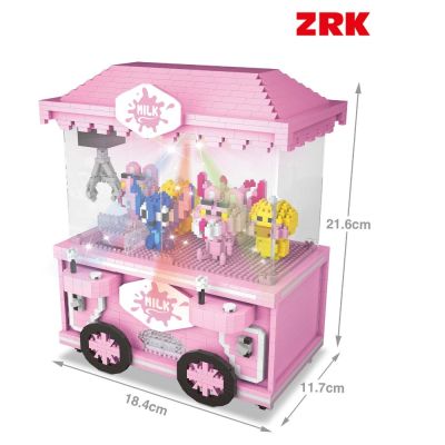 ตัวต่อนาโน ZRK mini toy machine 7814 ตัวต่อตู้คีบตุ๊กตา สีสันสดใส สุดน่ารัก จำนวนตัวต่อ 1920 ชิ้น.